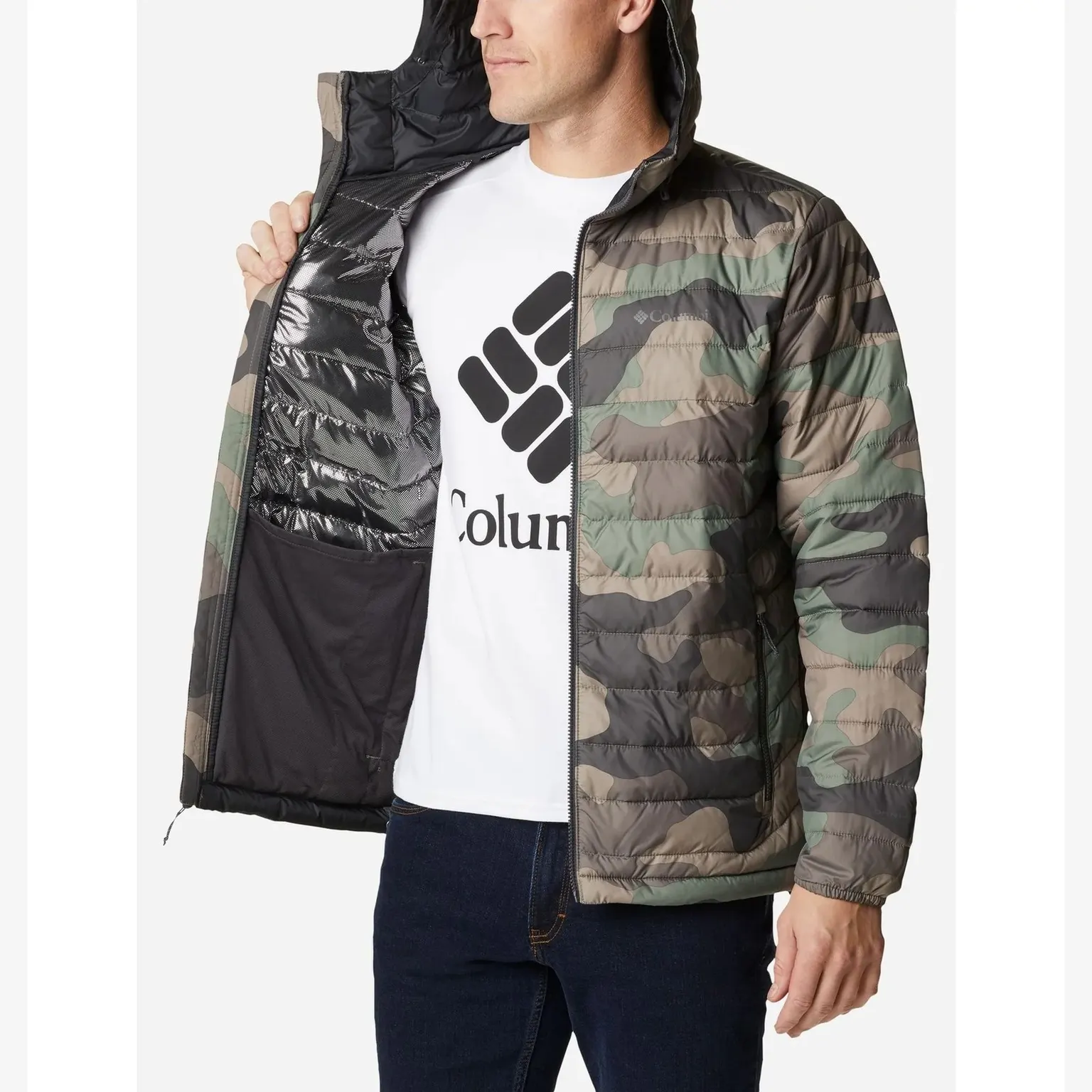 Куртка Чоловіча Columbia Powder Lite™ Hooded Insulated Jacket Camo/Green 1693931-317