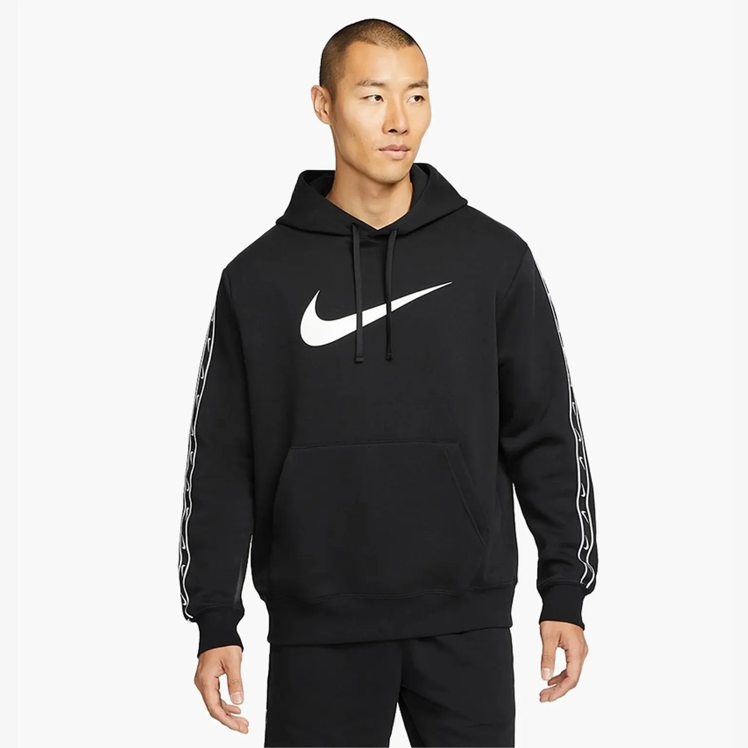 Худі Nike Sportswear Repeat Pullover Fleece Hoodie Black/White DX2028-010