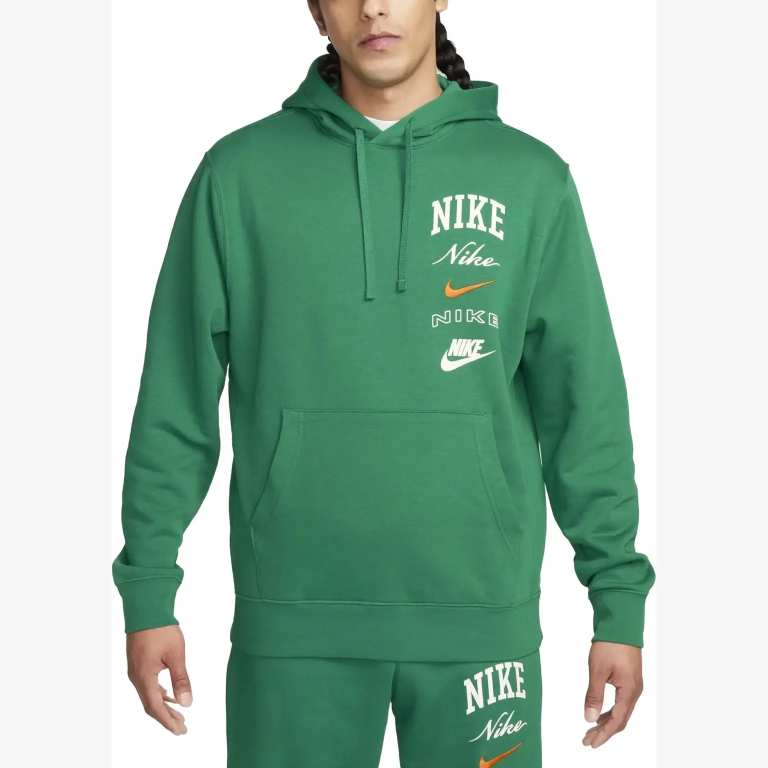Худі Nike Club Fleece Pullover Hoodie Malachite/Safety Orange FN2634-365