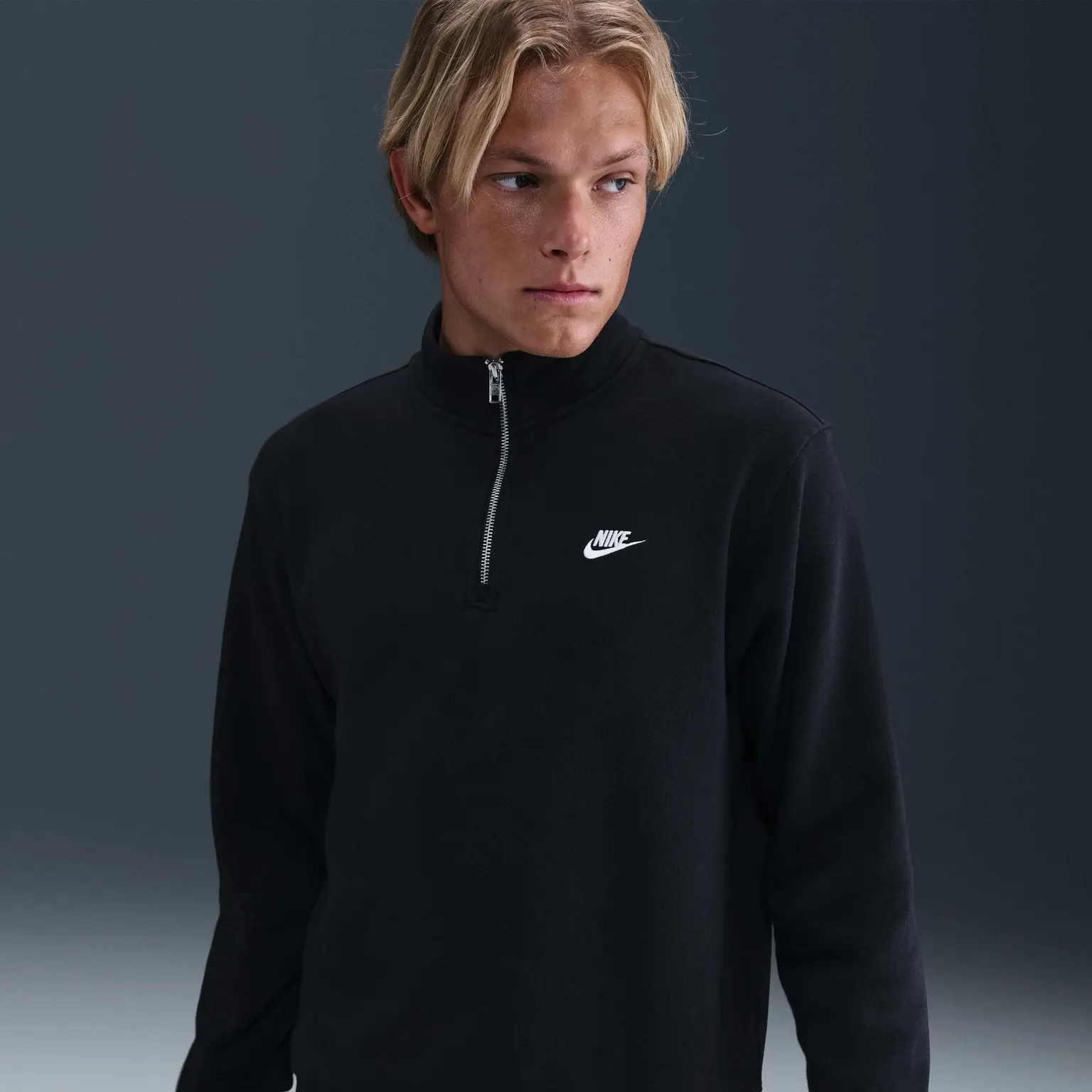 Світшот Чоловічий Nike Sportswear Club 1/2-Zip Fleece Top Black/Black/White FN3864-010