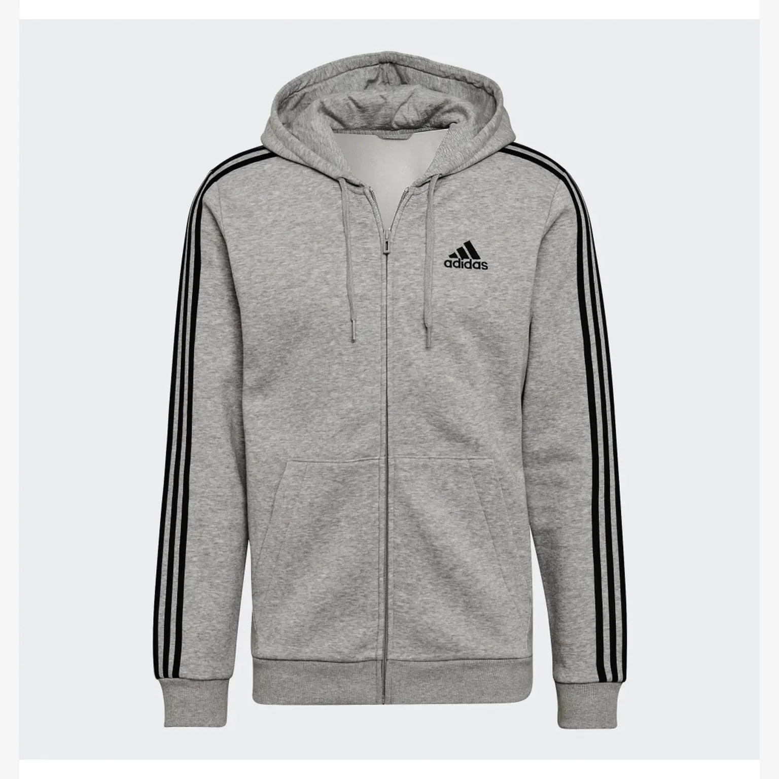 Худі Чоловіче Adidas Fleece 3-Stripes Zip Hoodie Light Grey HB0041