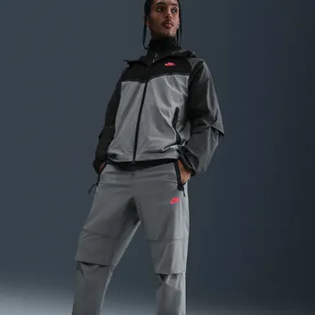 Штани Чоловічі Nike Tech Men's Woven Open-Hem Trousers Smoke Grey/Bright Crimson IB6663-084