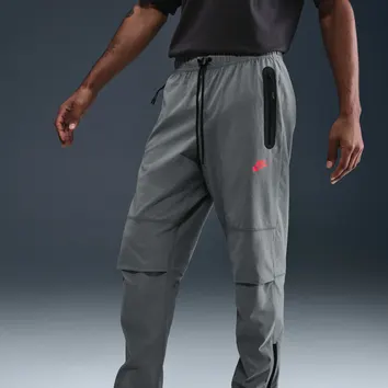 Штани Чоловічі Nike Tech Men's Woven Open-Hem Trousers Smoke Grey/Bright Crimson IB6663-084