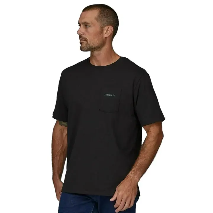 Футболка Чоловіча Patagonia Men's Line Logo Ridge Pocket Responsibili-Tee Black INBK38511